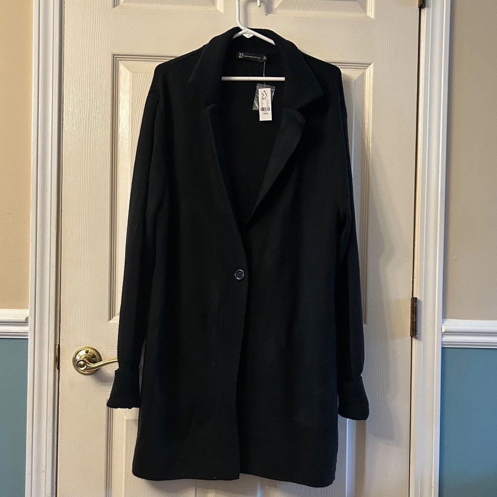 New York and Co Sweater Blazer, Size L, black